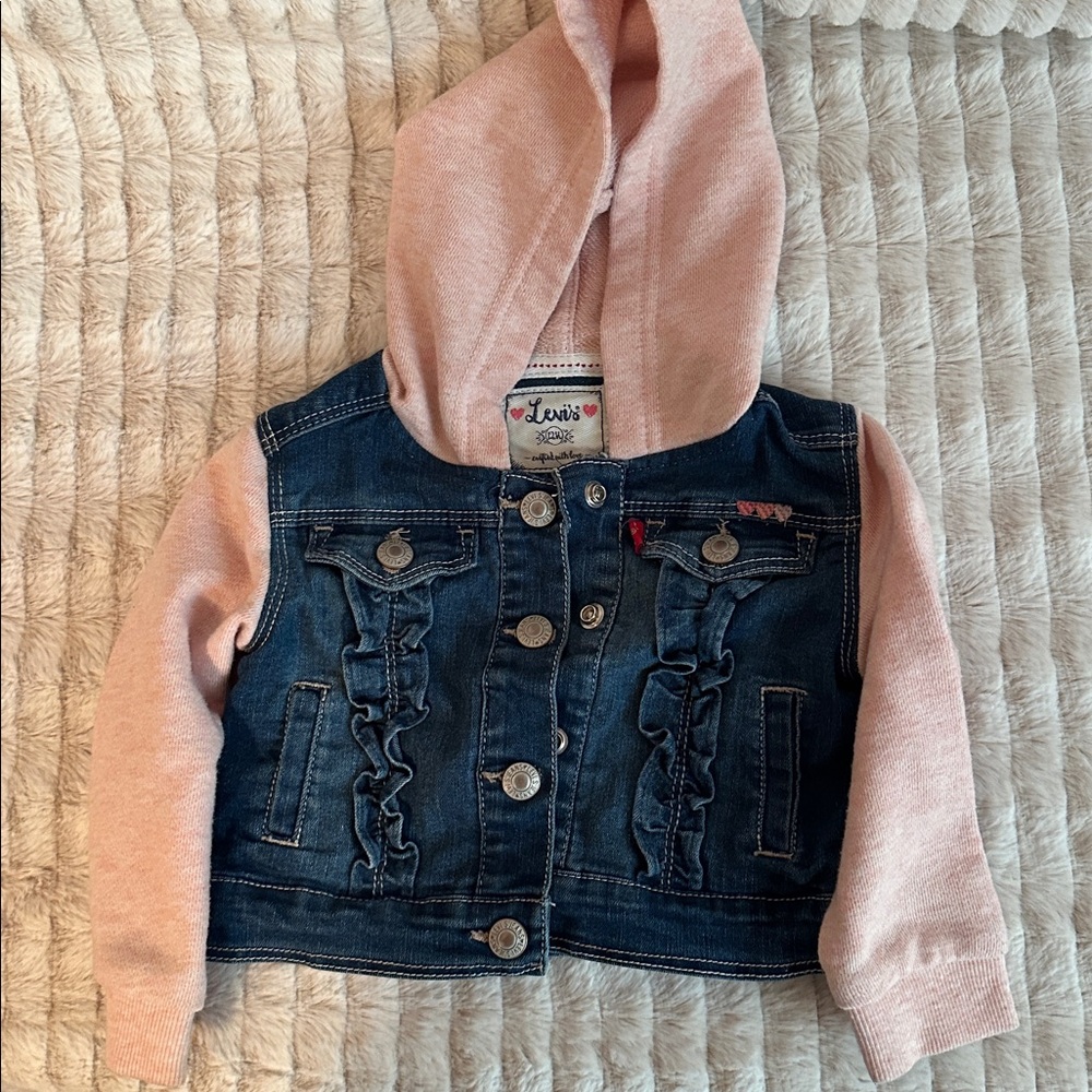 Levi's Blue Denim Jacket with Pink Hood